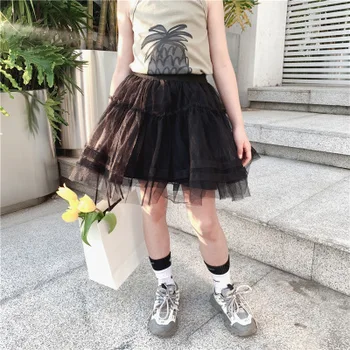 

Summer new 5-10Y children's clothing children's net red fashion mesh tutu dress girl trendy solid color stitching lace cake dres