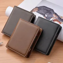 New Men's Short Wallet Automatic Pop-up Aluminum Alloy Card Case Anti-theft Brush Anti-magnetic Card Holder Wallet K3207