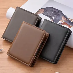 New Men's Short Wallet Automatic Pop-up Aluminum Alloy Card Case Anti-theft Brush Anti-magnetic Card Holder Wallet K3207