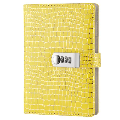 New Leather Diary Notebook with lock code Business Notepad A5 paperback creative Trends Office school supplies gift - Цвет: grass