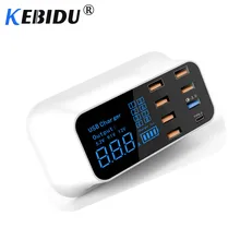 Kebidu, 8 портов, быстрая зарядка, 3,0, светодиодный дисплей, USB зарядное устройство для Android, iPhone, телефона, планшета, быстрое зарядное устройство для Xiaomi, huawei, samsung