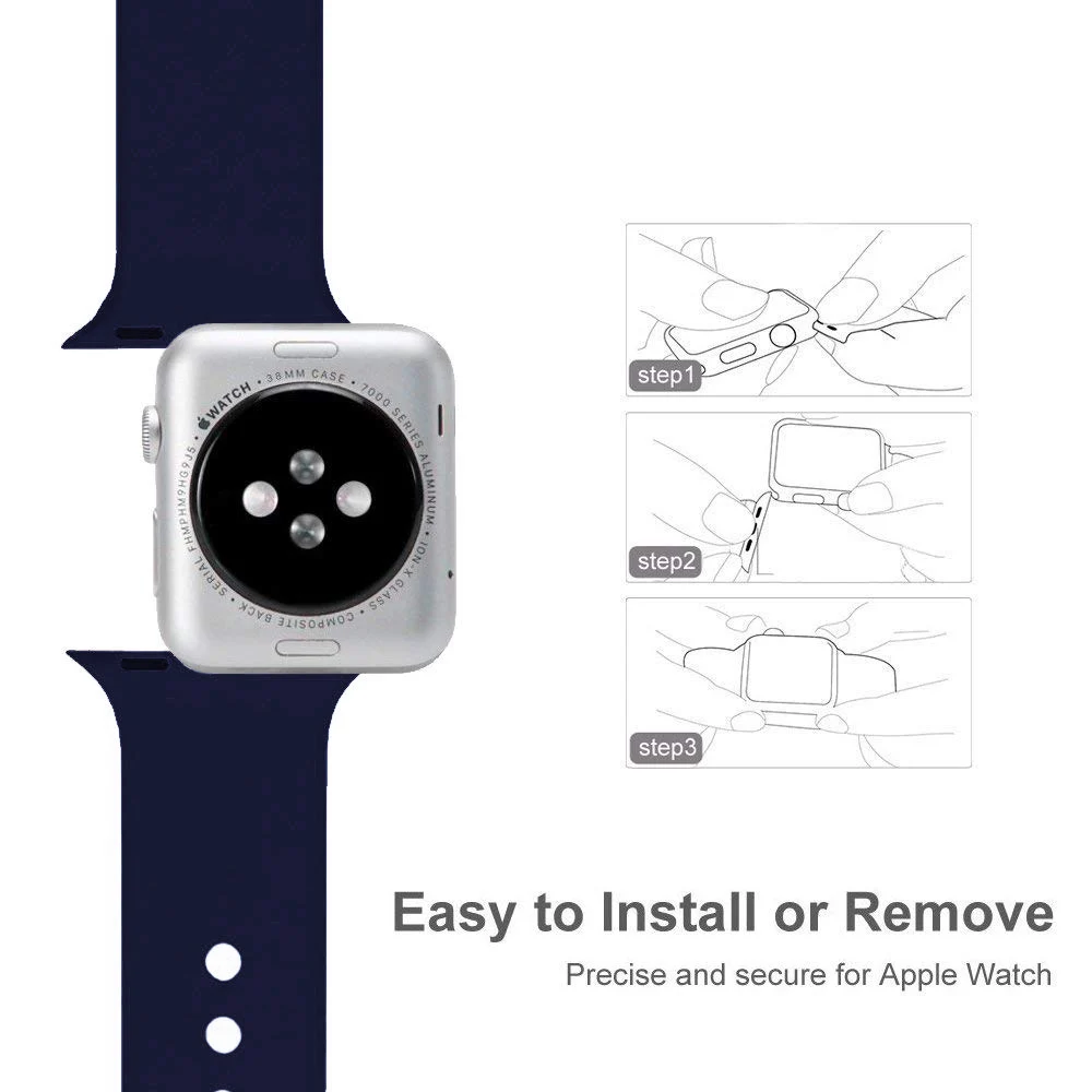 Полосатый ремешок для Apple Watch 38 мм 42 мм iWatch ремешок 44 мм 40 мм спортивный силиконовый ремень браслет Apple watch 5 4 3 2 аксессуары