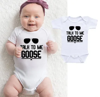 

New Style Talk to Me Goose Funny Glasses Printed Letter Hot Selling Baby Romper