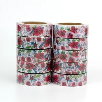 

Wholesale 10pcs/lot Decor Cute Flowers Print Washi Tapes DIY Scrapbooking Planner Adhesive Masking Tapes Kawaii Stationery