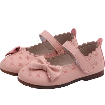 

Shoes Girls Little Kids Shoes Children Flat Leather Shoes With Bow-knot Sweet Cute Princess Girl Shoes 2020 Spring Autumn 21-30