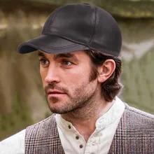 Черная модная шляпа осень зима для взрослых мужчин кожа теплая Бейсболка s воловья кожа плоская верхняя крышка мужчины среднего возраста бренды кожаные шапки