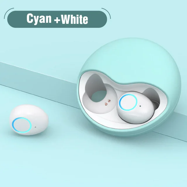Cyan and white Гарнитура TWS Bluetooth наушники беспроводные наушники громкой связи Невидимые Авто пара в ухо наушники сенсорные для iPhone Xiaomi samsung - Цвет: Cyan and white