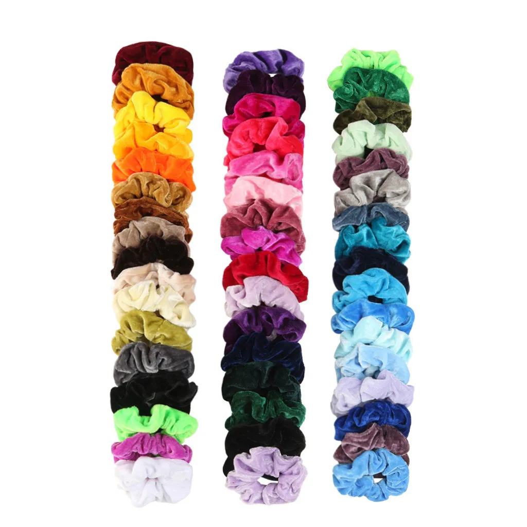 50 цветов, винтажные резинки для волос, эластичные бархатные резинки для волос, женские эластичные резинки для волос, головные уборы для девочек, простые резиновые резинки для волос