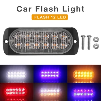 

12V / 24V 36W 12 LED Car Strobe Light Bar 6500K Universal IPX-4 Auto Truck Emergency Beacon Warning Hazard Flash Lamp For Car