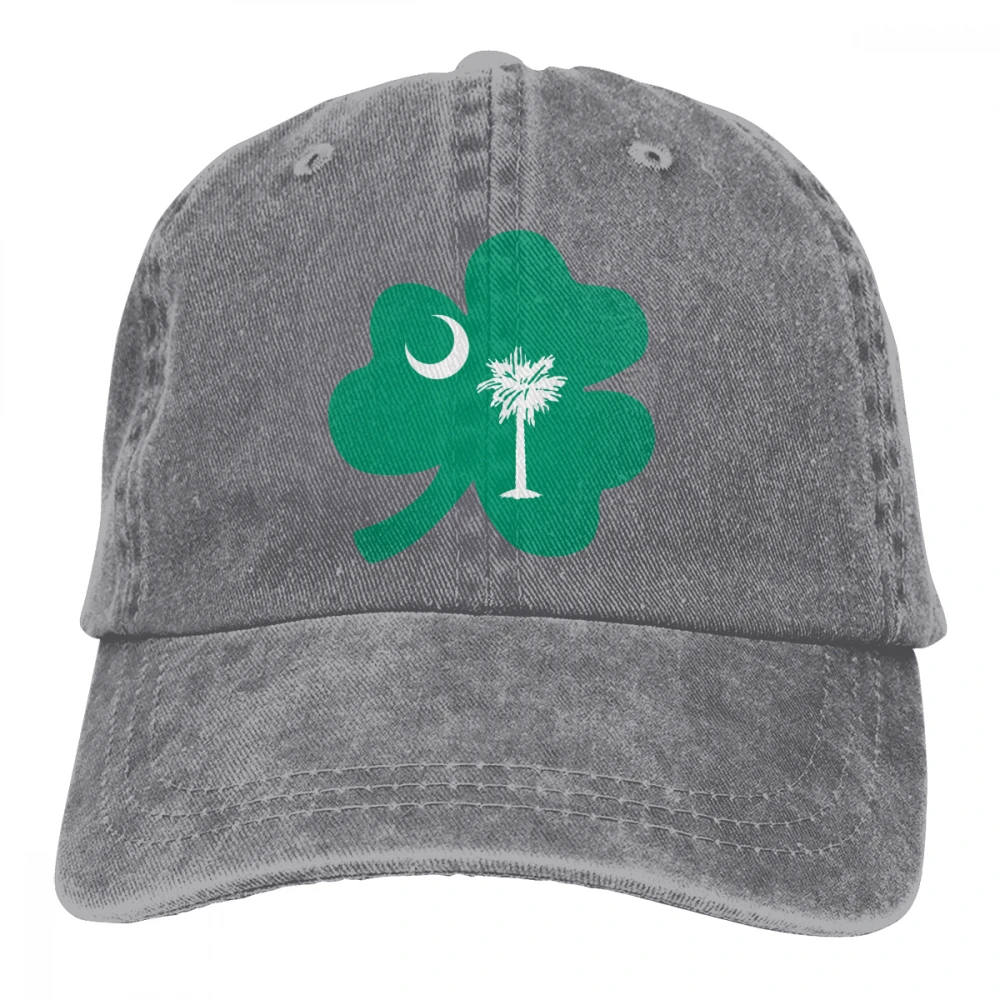 Южная Каролина 3 листа клевера Casquette черный унисекс Мужские Женские джинсовые бейсболка с ремешком кепки Регулируемый Гольф папа шляпа