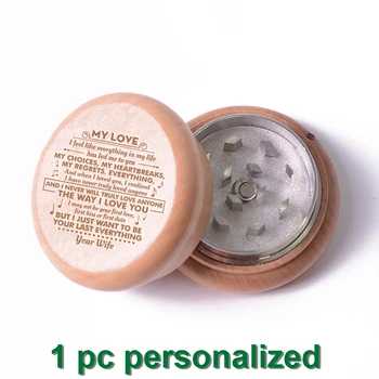 

1pc Custom Wood Herb Grinder Carving Weed Engraved personalized Herbal Tobacco smoke Cigarette Accessories Gift to Dad MYQ08