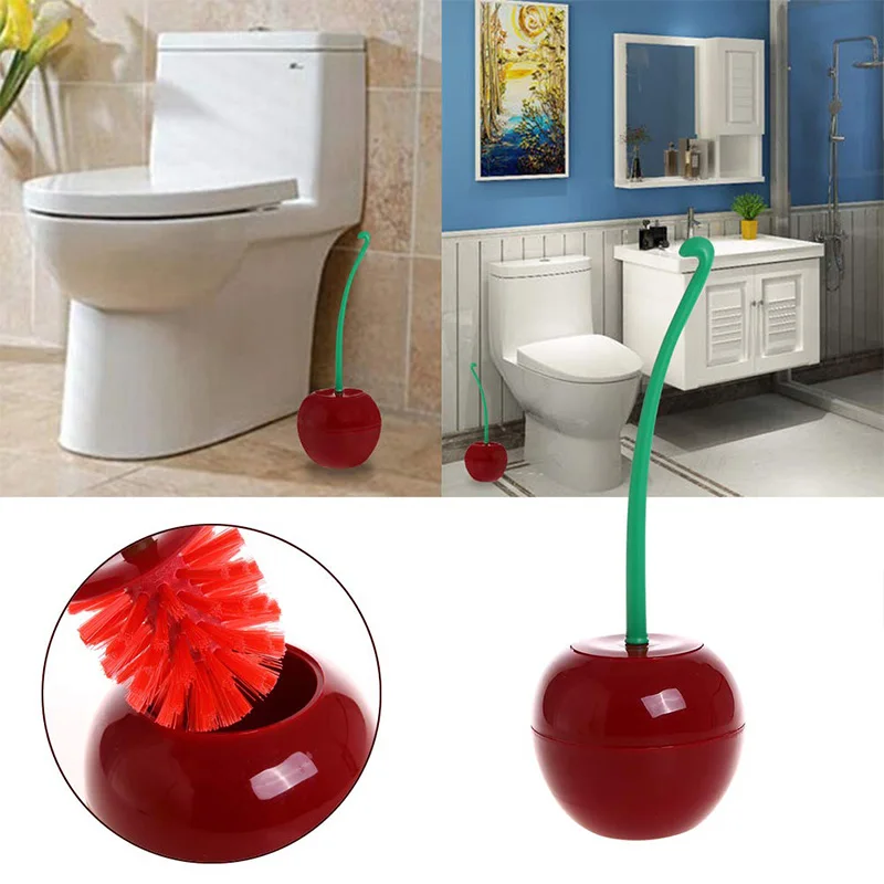 

Household Toilet Brush Holder Set Cherry Shaped Lavatory Brush Toilet Cleaning Tools Bathroom Accessories