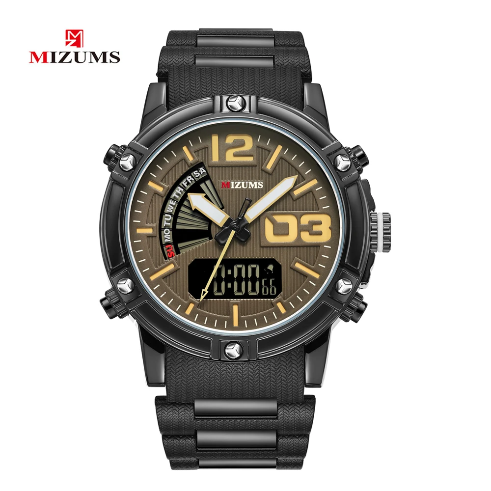 MIZUMS Quartz Analog Digital Sport Watch Men Waterproof Week Display Military Wrist Watches for Man Relogio Masculino Male Clock 4