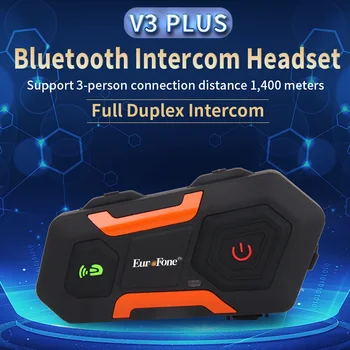 

V3 Plus Wireless Motorcycle Helmet Headset 1400 Meter Full Duplex Intercom Headset Hands-free Helmet Bluetooth Headset FM Radio