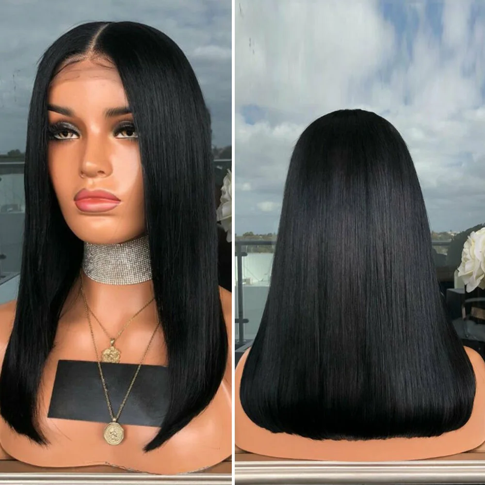 Peluca Frontal De Bob Corto De 15 Pulgadas Pelo Liso Negro Resistente Al Calor Estilo De Moda Pelucas De Cabello Humano Brasileno Remy Pelucas De Longitud Media Fundas De Ropa Aliexpress