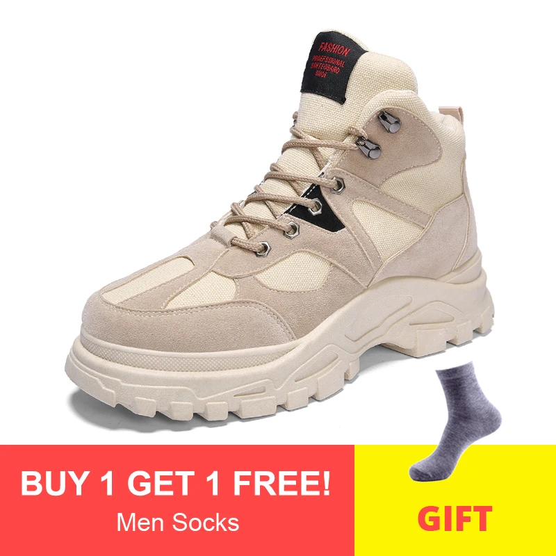 男性のブーツカジュアル分厚いスニーカーお父さん靴冬オートバイアンクルブーツメンズトレーナースニーカー暖かい男性の冬のブーツメンズ新 Work Safety Boots Aliexpress