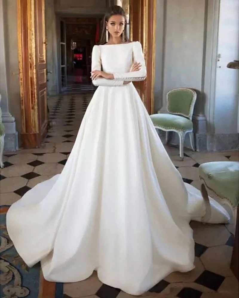 Gorgeous Boat Neck Long Sleeve Backless 