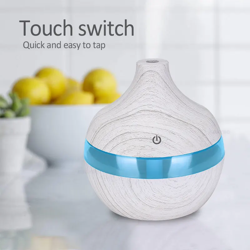 Billige KBAYBO 300ml weiß holzmaserung aromatherapie ätherisches öl diffusor 7 farbe LED licht ultraschall kalten nebel luftbefeuchter luft reiniger