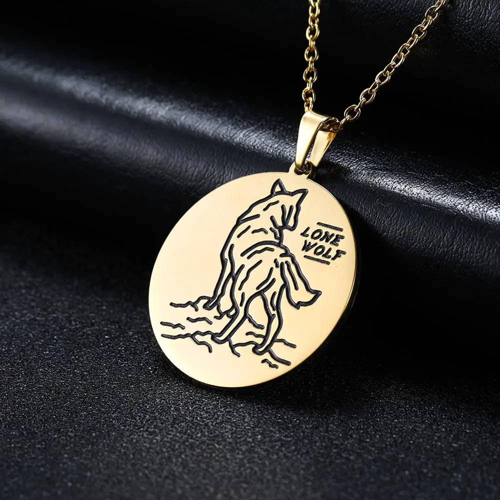 Lone wolf Gold Lemegeton милое ожерелье с отпечатками лап Одинокий волк медведь лиса собака Лапа печать ожерелье s ювелирные изделия из нержавеющей стали для женщин свитер ожерелье - Окраска металла: Lone wolf Gold