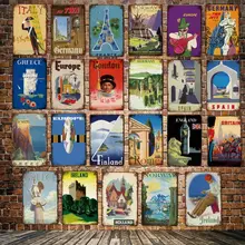 [Mike86] Испания, Германия, Италия, Ирландия металлический знак винтажный рисунок на железной поверхности в стиле ретро дорожный плакат искусство 20*30 см LT-1944