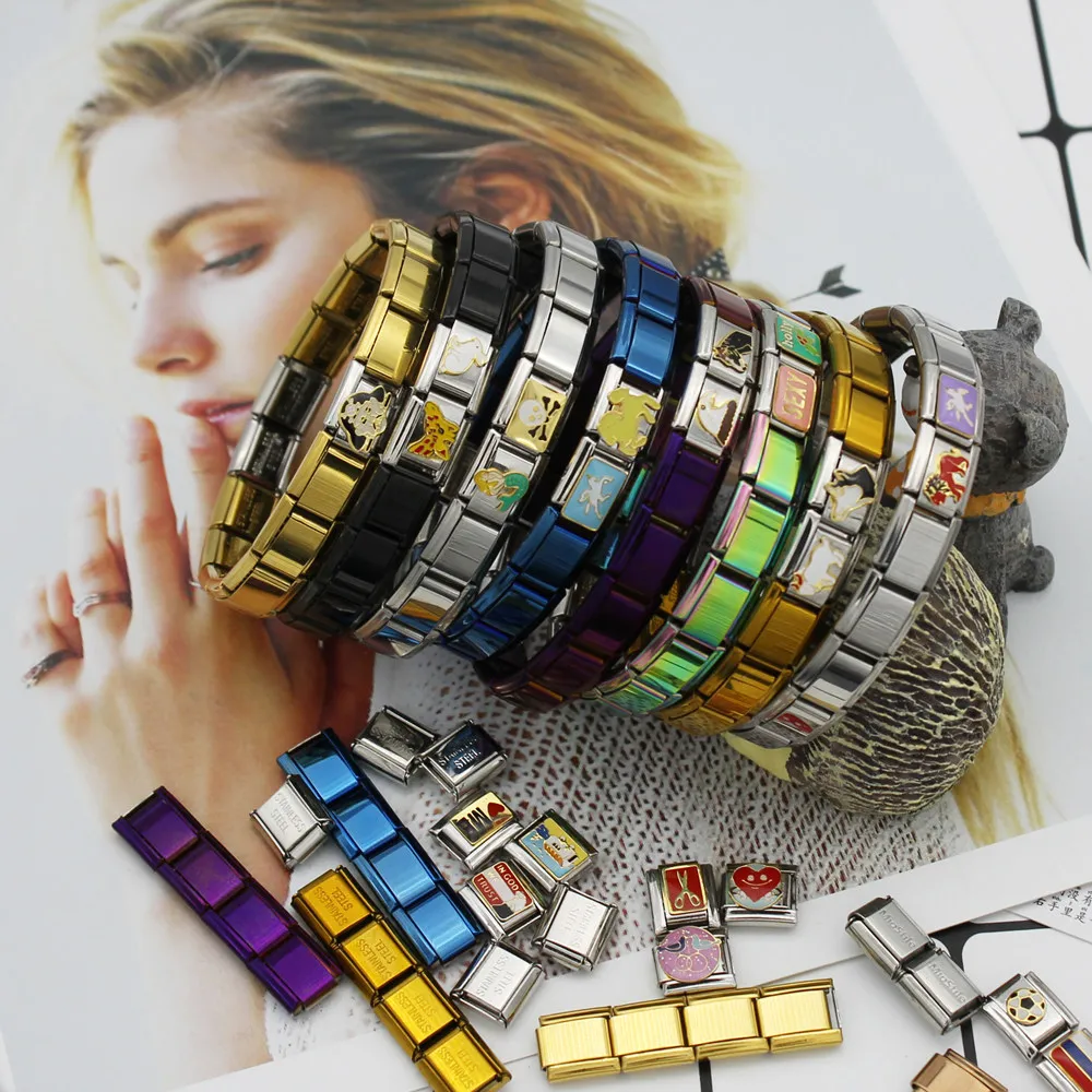 Hapiship 2018 Women’s Jewelry 9mm Width Itanlian Elastic Charm Bracelet Fashion Stainless Steel Bangle ST-