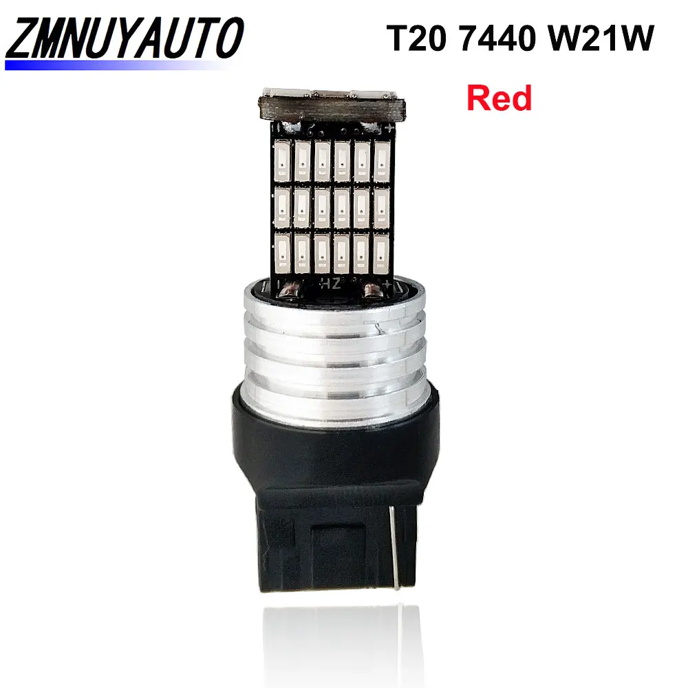 T20 лампа 7440 7443 Led W21W W21/5 W светодиодные лампы 45SMD 4014 авто DRL поворотник светильник T25 3156 3157 P27/7 W лампы Белый Красный янтарь - Испускаемый цвет: T20 7440 Red