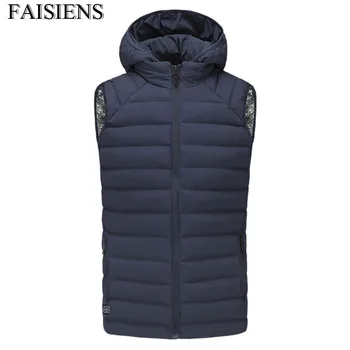 

Winter Vests Plus Size Men USB Infrared Heating Warm Carbon Fiber Electric Thermal High Tech Vests Blue Out Door Waistcoat Vests