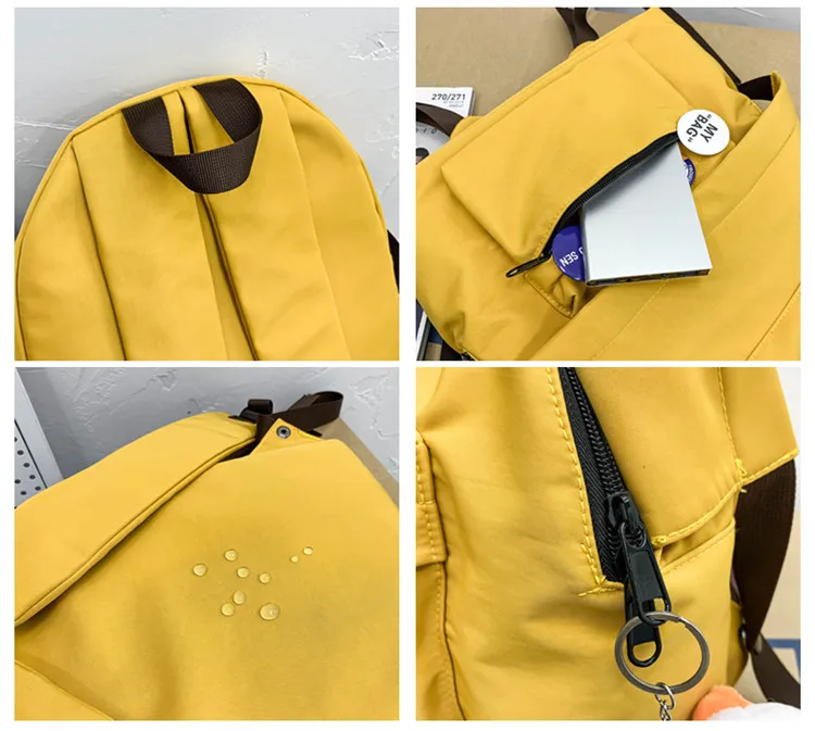 2021 Fashion Small Mini Women's Backpack for Girls School Bag Waterproof Nylon Japanese Casual Yellow Young Girl's Bag Female