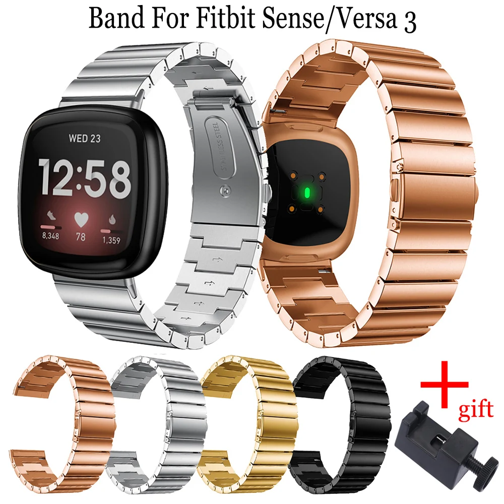 

Elegant Stainless Steel Watchband Compatible For Fitbit Versa 3 Smart Watch Band Replacement For Fitbit Sense Wristband Bracelet