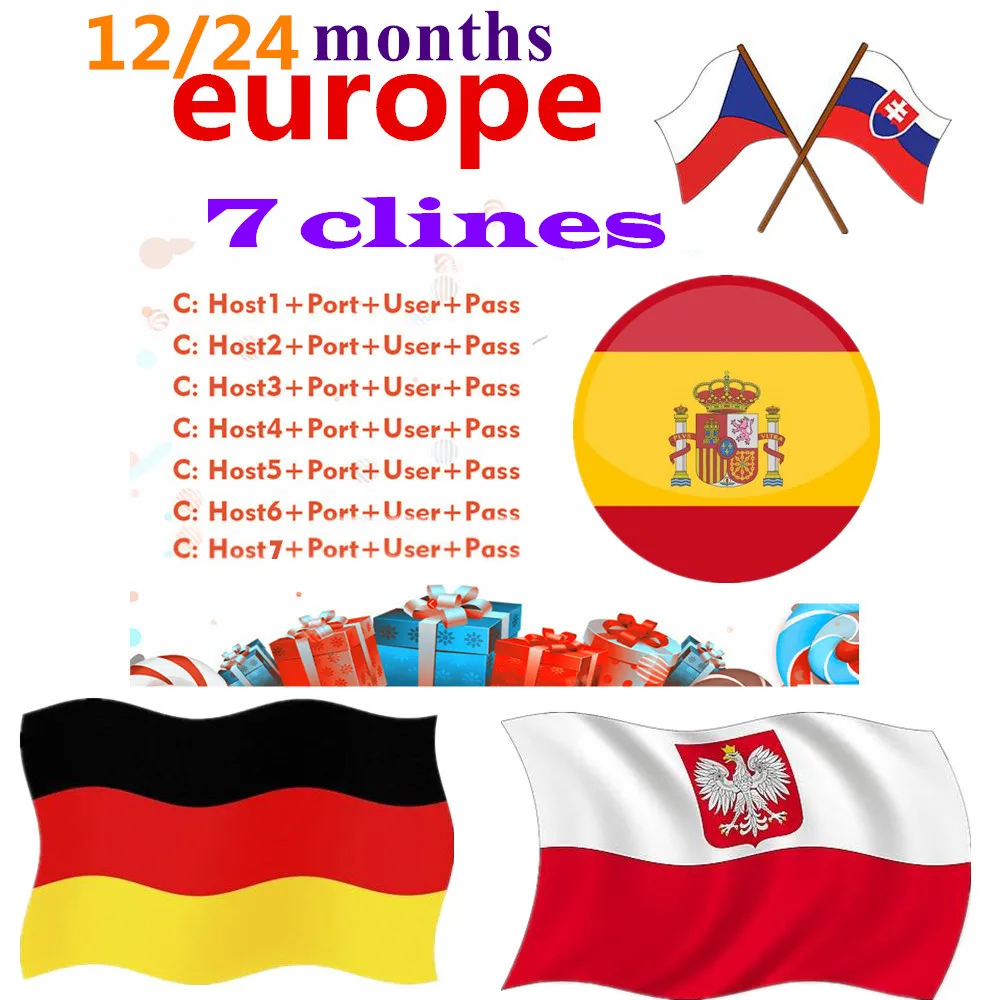 

Spain 12 months CCCAM 7 lines Server support DVB S2 Satelite Receiver for Europe Cccam Clines with Portugal Italy poland