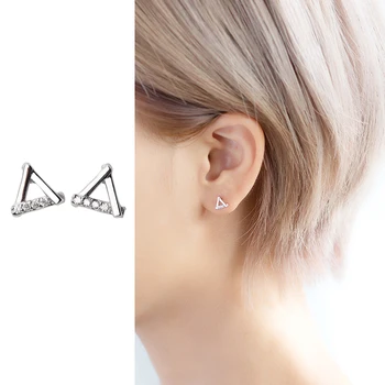 

Mocanie Authentic 925 Sterling Silver Simple Radiant Zircon Triangle Stud Earring for Women Geometric Ear Pin Fine Jewelry Gift