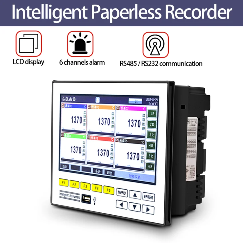Multichannel Data Logger Recorder Chart Data Curve Storage Temperature Pressure Humidity Current Voltage Datalogger 16 Channels