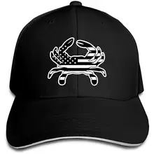 Мужская женская черно-белая бейсбольная кепка с американским флагом Краб для гольфа