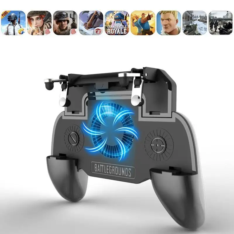 

Pubg Controller Gamepad Pubg Mobile Trigger L1R1 Shooter Joystick Game Pad Phone Holder Cooler Fan with 2000Power Bank
