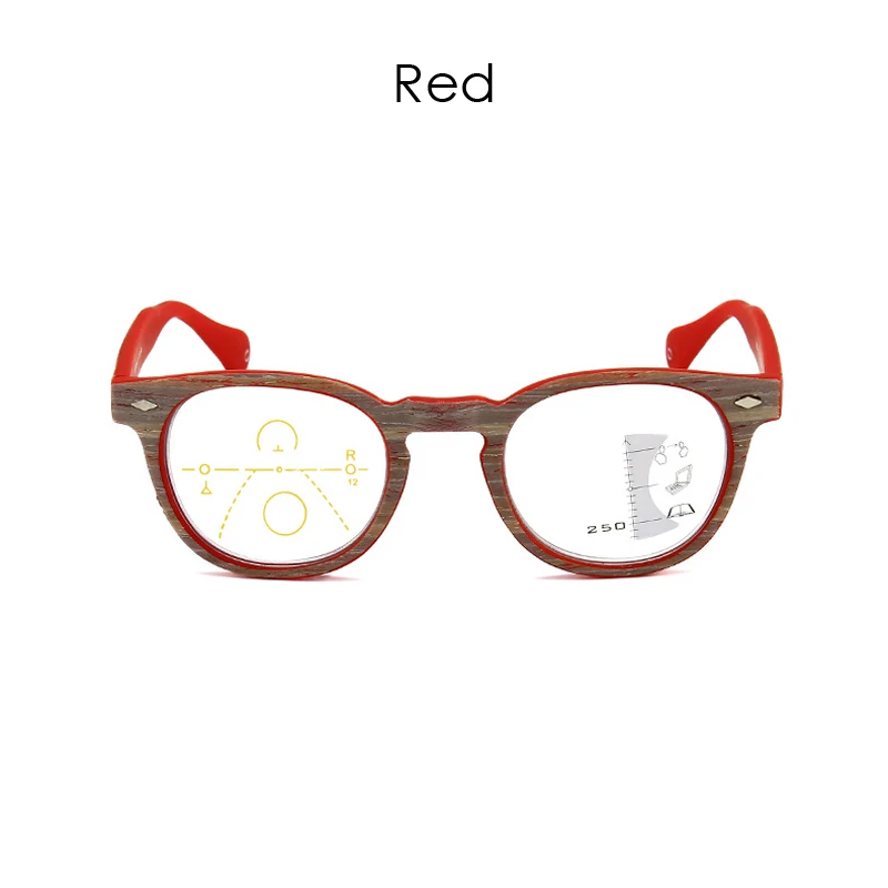 Seemfly, прогрессивные, Мультифокальные очки для чтения, для мужчин и женщин, Круглые, под дерево, пресбиопические очки, близкий взгляд, диоптрийные очки