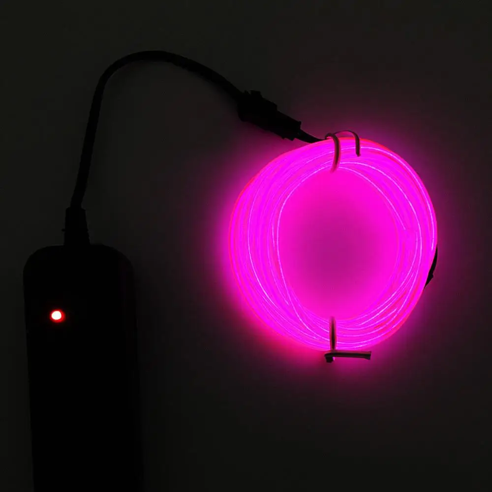 Гибкий светодиодный светильник EL Wire String Strip Rope светящийся Декор неоновая лампа USB контроллер
