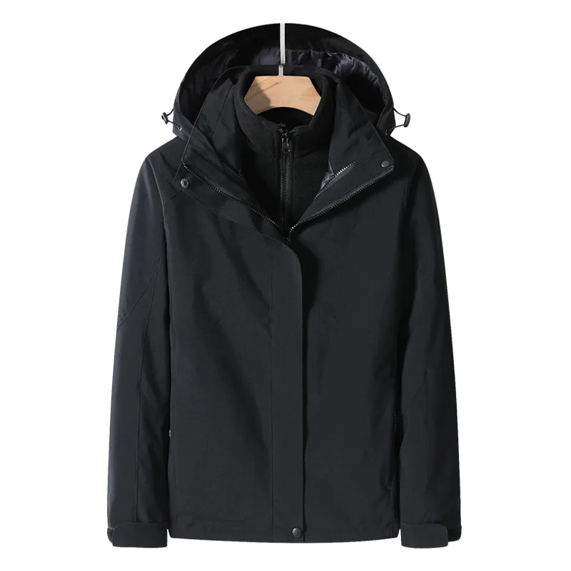Men's Women Waterproof Windproof Hooded Jacket 3 In 1 Soft Shell Fleece Warm Windbreaker Coat Outdoor Camping Clothes Sportswear
