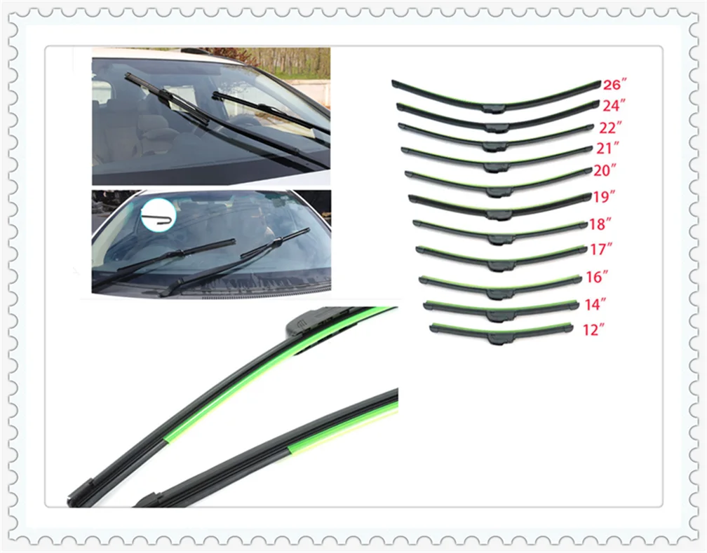 1PCS car windshield wiper blade U-shaped frameless without bracket for Honda FCX Brio 3R-C Skydeck P-NUT Legend