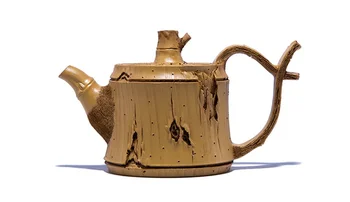

Chinese Yixing Zisha Pottery 200cc Duan Clay Handmade Bamboo Joint Teapot