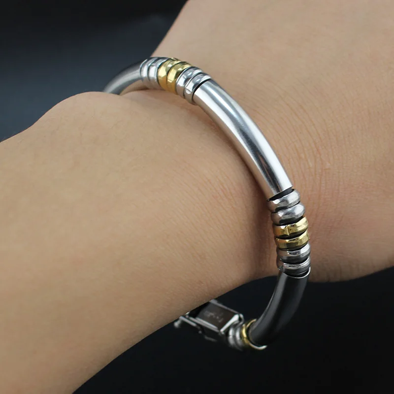 Мужской браслет цепь Hapiship 2018 из нержавеющей стали силиконовый GJ024|silicone bangles|bracelet