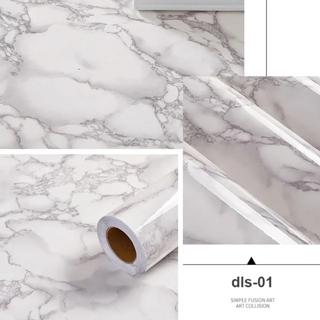 Pearl White DIY Decorative Film PVC Self Adhesive Wall Paper Furniture Renovation Stickers Kitchen Cabinet Waterproof Wallpaper Marble-01
