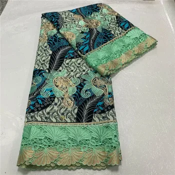 

Excellent African cord lace (5yards/pc)Free shipping faric with loverly flowers design two colors water soluble lace! 3L71820