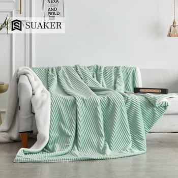 

Suaker Morandi Green Blanket Warm Magic Fleece Duvet Cover Soft Travel Throw Aircraft TV Sofa Queen King Blanket For Home 1PCS
