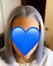 Peluca de cabello humano 180% gris para mujer, pelucas de cabello humano con encaje frontal BOB corto, brasileño, Remy, transparente, prearrancado