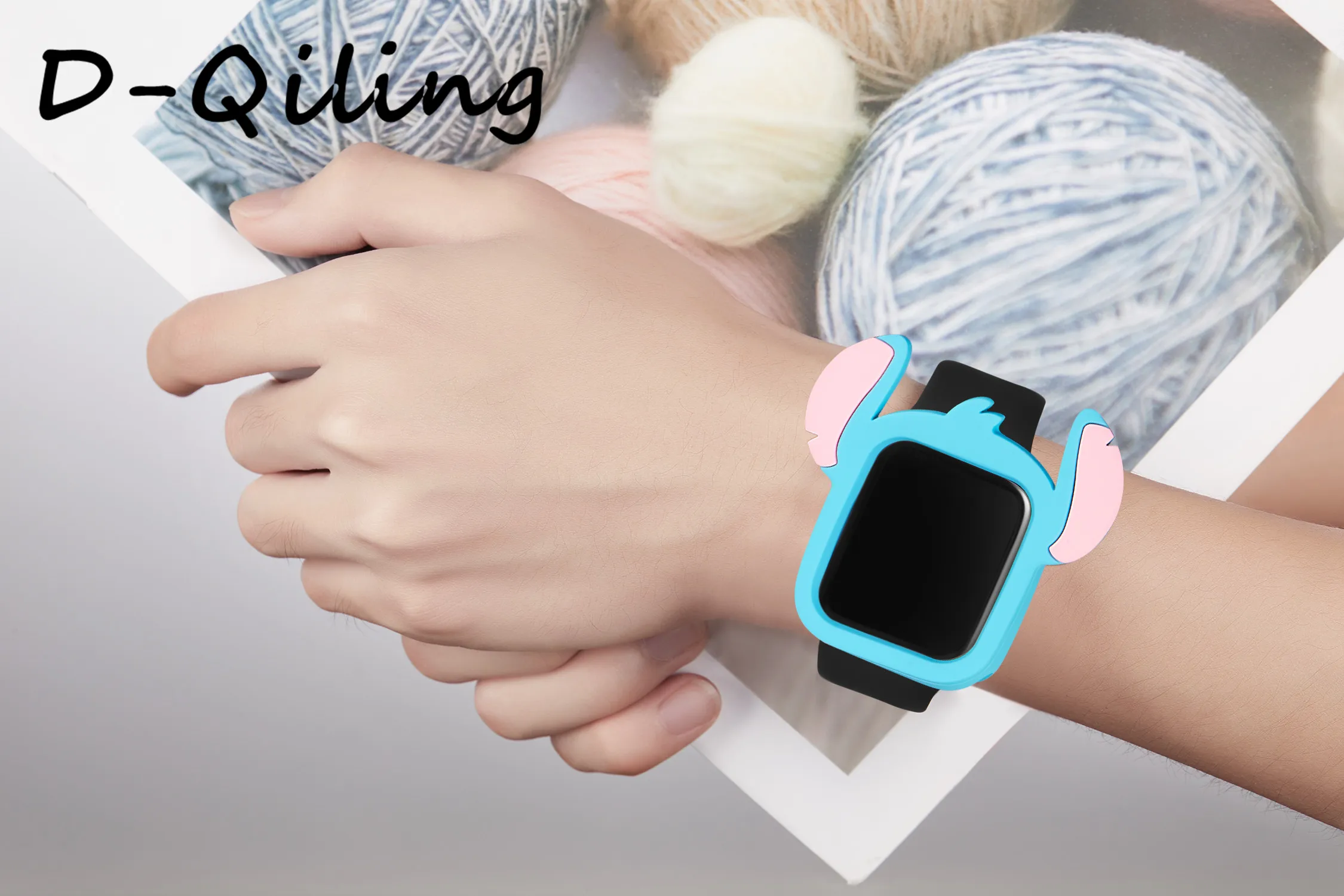 Прекрасный стежок силиконовый ремешок чехол для Apple Watch iwatch Резиновая серия 5 4 крышка 40 мм 44 мм девочка ребенок