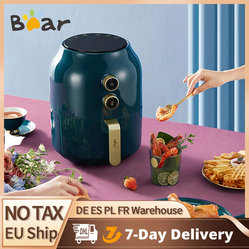 Bear-freidora de aire antiadherente de 3.5L, freidora eléctrica de 1250W, sin aceite, multifuncional, VS-8080A de cocina con temporizador ajustable