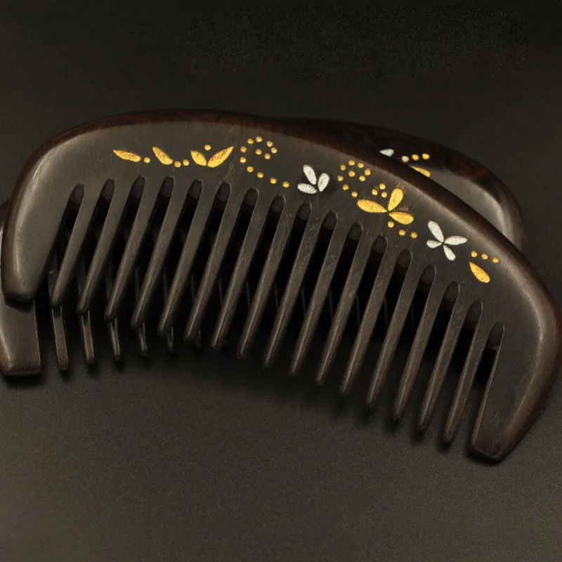 wooden hair brush Comb Massager For Female Natural Ebony Combs Anti Static Massage Sanders Wood Hair Care Health Brush natural anti static wood comb massage wooden hand sketching flower comb hair care brush comb hairbrush gift for female adult