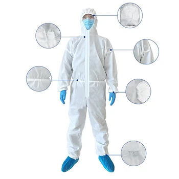 

1/10/20Pcs Waterproof Disposable Coveralls Disposable Gowns Protective Gown Full-body One-piece Protective Suit Safety Uniform