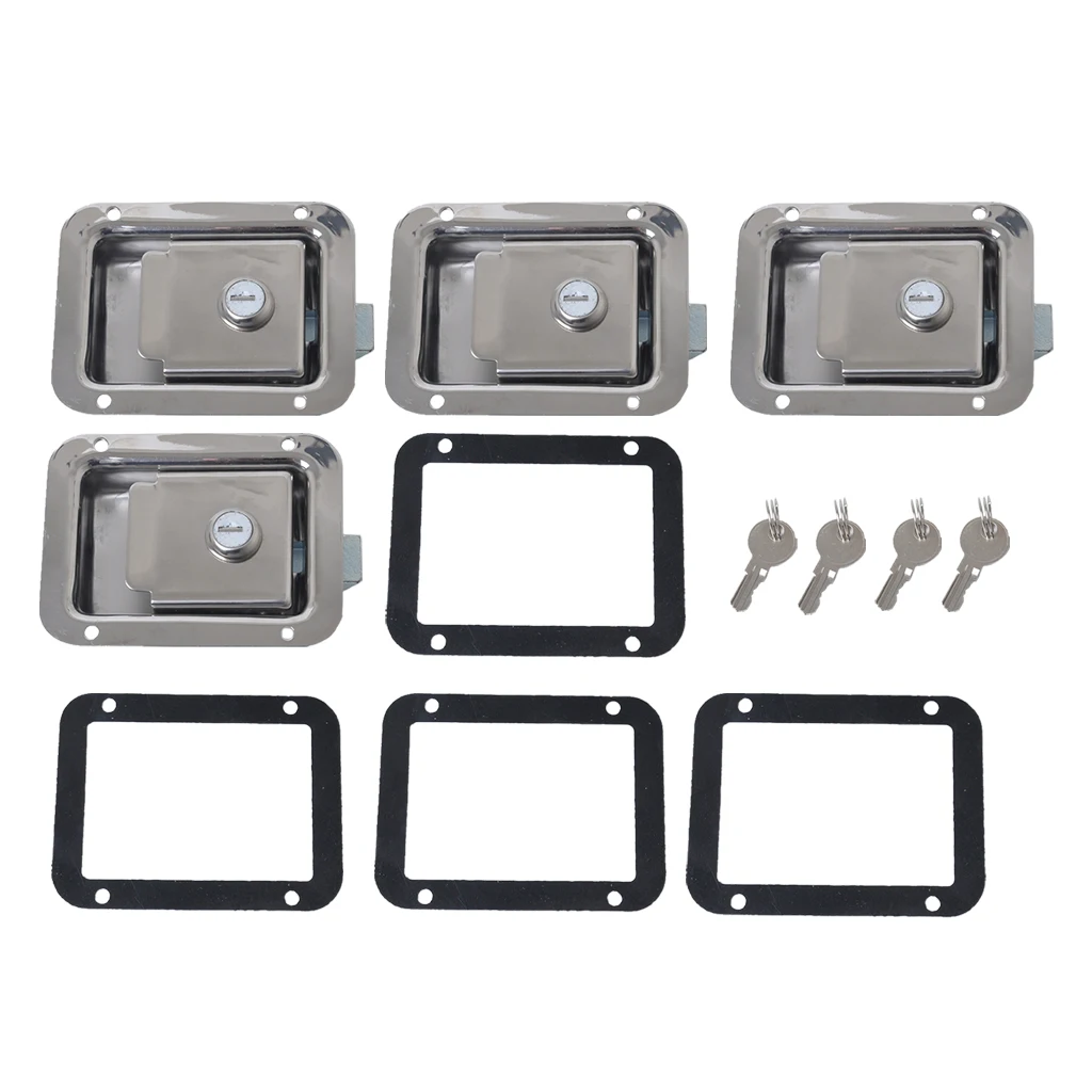 4x судовой дверной замок трейлер Toolbox RV ручка защелка и ключ 11,9X9,2X3,6 см