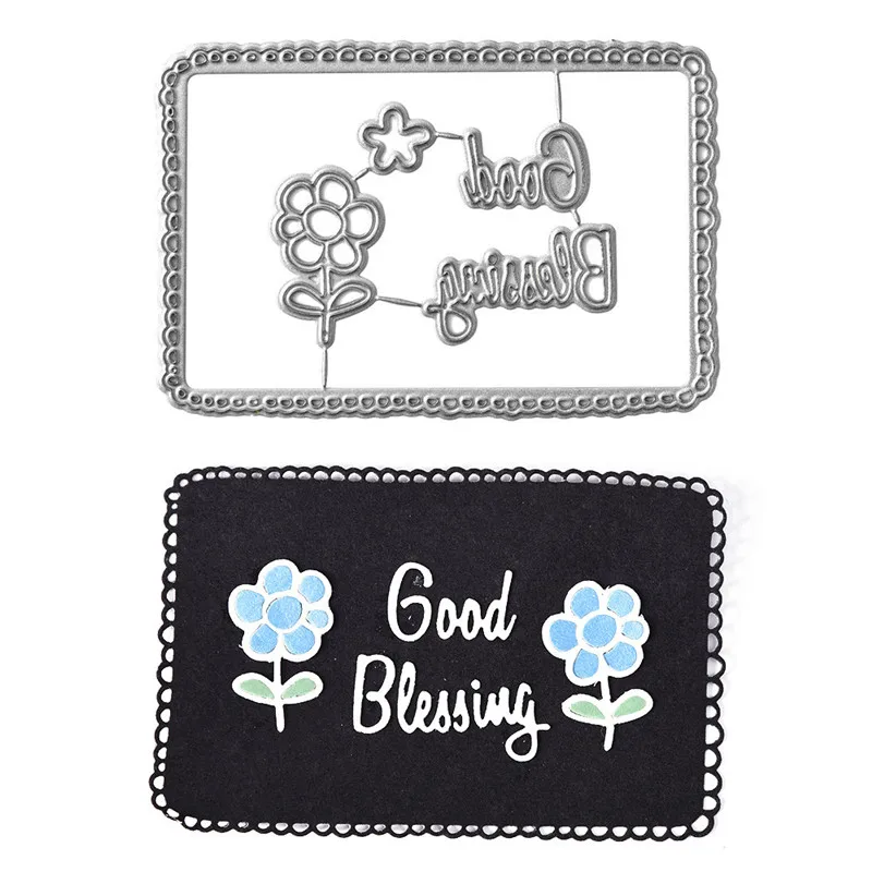 

Naifumodo Good Blessing Flower Dies Christmas Frame Metal Cutting Dies for Card Making Album Scrapbooking Embossing Stencil Die